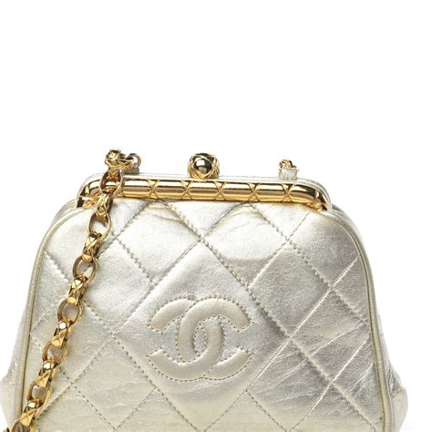 chanel quilted kisslock clutch|Chanel Kiss Lock .